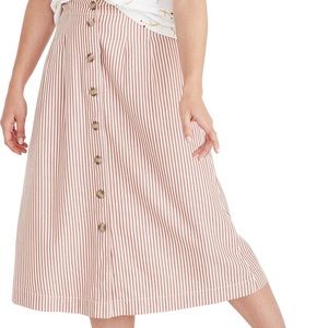 Madewell Patio Button Front Midi Striped Skirt 18